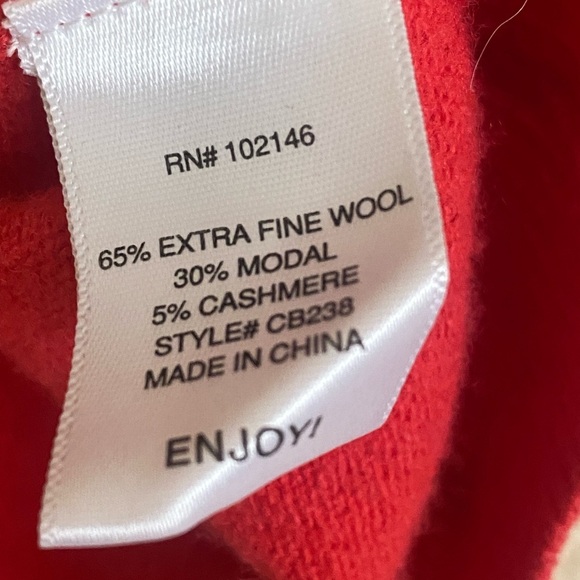 MICHAEL STARS X-TRA FINE WOOL/CASHMERE SWEATER Red V-Neck Seamed w Polo Sleeves - Picture 3 of 11